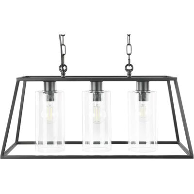 Beliani MUGER Lampada a Sospensione Nera - Struttura Gabbia, 3 Paralumi in Vetro, 25x117x60 cm - Lampada a sospensione Beliani MUGER Lampada a Sospensione Nera - Struttura Gabbia, 3 Paralumi in Vetro, 25x117x60 cm - Lampada a sospensione
