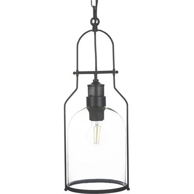 Beliani ripustuskupu mustasta metallista 166 cm kehys kirkas lasinen varjostin retro-tyylinen kattovalaisin Beliani ripustuskupu mustasta metallista 166 cm kehys kirkas lasinen varjostin retro-tyylinen kattovalaisin