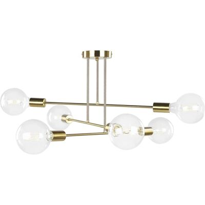 Beliani Lámpara de Techo de Metal Latón 6 Luces - Iluminación de Techo Beliani Lámpara de Techo de Metal Latón 6 Luces - Iluminación de Techo