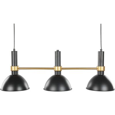 Beliani Hängeleuchte Schwarz Gold Metall 107 cm 3-Licht Schiene Runde Lampenschirme Retro Traditionell Esszimmer Wohnzimmer Beliani Hängeleuchte Schwarz Gold Metall 107 cm 3-Licht Schiene Runde Lampenschirme Retro Traditionell Esszimmer Wohnzimmer