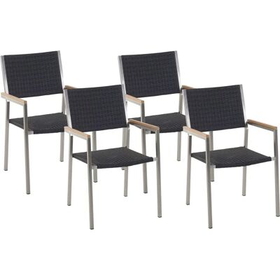 Sedie da Giardino Beliani GROSSETO - Sedie impilabili nere in rattan sintetico Sedie da Giardino Beliani GROSSETO - Sedie impilabili nere in rattan sintetico