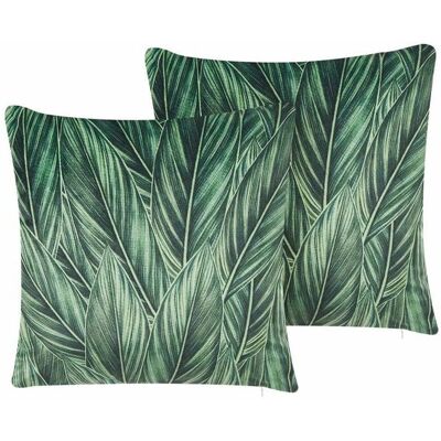 Beliani Vihreät samettityynyt - Setti 2 - 45x45cm - Lehti- ja kasvimalli Beliani Vihreät samettityynyt - Setti 2 - 45x45cm - Lehti- ja kasvimalli