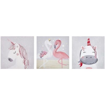 Beliani Kunstdrucke Set von 3 Rosa und Grau - Kunstdrucke Beliani Kunstdrucke Set von 3 Rosa und Grau - Kunstdrucke