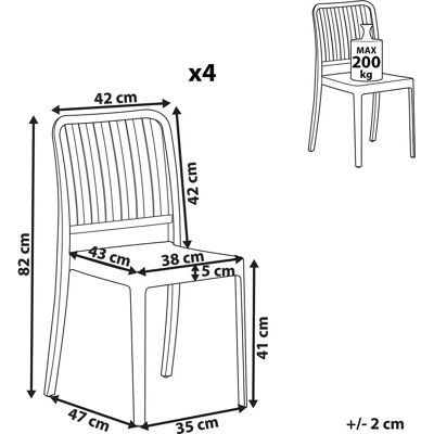 Sedie da giardino bianche Beliani - Set di 4, Resistenti alle intemperie Sedie da giardino bianche Beliani - Set di 4, Resistenti alle intemperie