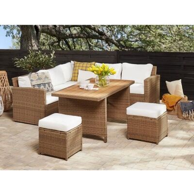 Set da giardino Beliani - Divano angolare marrone 5 posti Set da giardino Beliani - Divano angolare marrone 5 posti