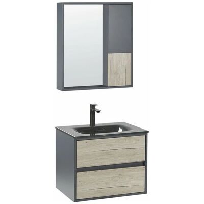 Beliani - Bathroom Vanity Set Teruel - Grey MDF with Mirror Beliani - Bathroom Vanity Set Teruel - Grey MDF with Mirror