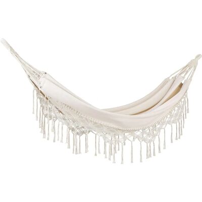 Amaca da giardino in cotone e poliestere beige Beliani - Stile boho Amaca da giardino in cotone e poliestere beige Beliani - Stile boho