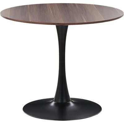 Beliani Table à Manger Bois Foncé - Industriel 90cm - Publicité Beliani Table à Manger Bois Foncé - Industriel 90cm - Publicité