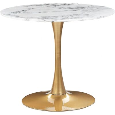Table Ronde en Marbre Blanc Beliani - 90cm Cuisine Moderne - Publicité Table Ronde en Marbre Blanc Beliani - 90cm Cuisine Moderne - Publicité