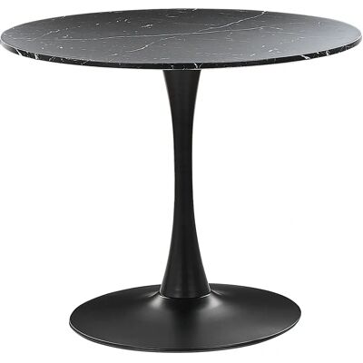 Table à manger en marbre noir Beliani - 90cm Design rond moderne - Publicité Table à manger en marbre noir Beliani - 90cm Design rond moderne - Publicité