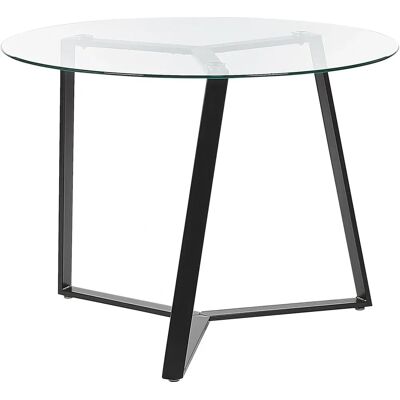 Table à manger ronde en verre trempé noir KEBRI de Beliani - Table à manger - Publicité Table à manger ronde en verre trempé noir KEBRI de Beliani - Table à manger - Publicité
