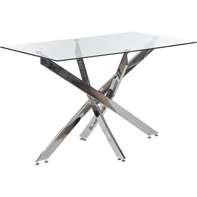 Table à manger moderne en verre rectangulaire - 120x70cm pour 4 - Publicité Table à manger moderne en verre rectangulaire - 120x70cm pour 4 - Publicité