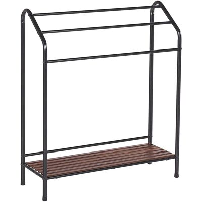 Support à Serviettes Beliani - Accessoires de Salle de Bain Modernes - Noir & Bois Foncé - Publicité Support à Serviettes Beliani - Accessoires de Salle de Bain Modernes - Noir & Bois Foncé - Publicité