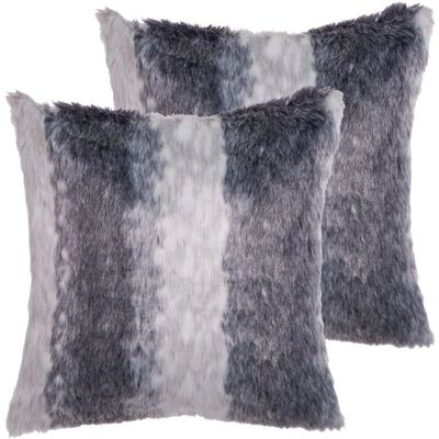 Beliani Juego de 2 Cojines Grises de Peluche Sintético - Cojines Beliani Juego de 2 Cojines Grises de Peluche Sintético - Cojines