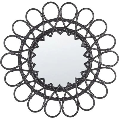 Beliani Wall Mirror Black Rattan Frame - Wall Mirror Beliani Wall Mirror Black Rattan Frame - Wall Mirror