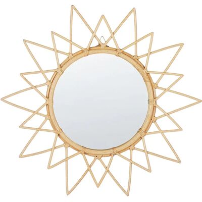 Beliani Wall Mirror Natural Rattan Frame ΓΈ 61 cm - Wall Mirror Beliani Wall Mirror Natural Rattan Frame ΓΈ 61 cm - Wall Mirror