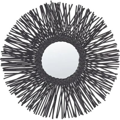 Espejo de Pared de Ratán Negro Beliani KALASIN - Diseño de Rayos de Sol, Hecho a Mano, 60cm Espejo de Pared de Ratán Negro Beliani KALASIN - Diseño de Rayos de Sol, Hecho a Mano, 60cm