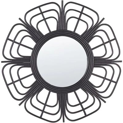 Beliani Wall Mirror PASAKU - Rattan Black Sun Shape 60cm - Wall Mirror Beliani Wall Mirror PASAKU - Rattan Black Sun Shape 60cm - Wall Mirror
