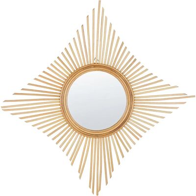 Beliani Wall Mirror MAJENE - 60 cm Rattan Natural - Diamond Shape - Living Room & Bedroom Beliani Wall Mirror MAJENE - 60 cm Rattan Natural - Diamond Shape - Living Room & Bedroom