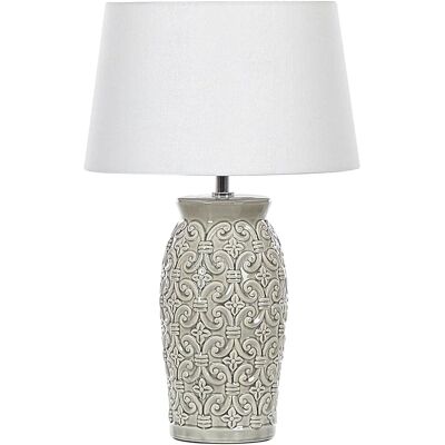 Beliani Lámpara de mesa de cerámica gris - Iluminación moderna Beliani Lámpara de mesa de cerámica gris - Iluminación moderna