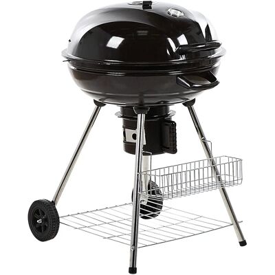 Beliani Kessel Holzkohle BBQ Grill - Schwarz - Tragbar, mit Thermometer, 58x92x59cm Beliani Kessel Holzkohle BBQ Grill - Schwarz - Tragbar, mit Thermometer, 58x92x59cm