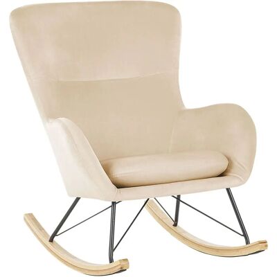 Beliani ELLAN Beige Samettinen keinutuoli - Keinutuoli Beliani ELLAN Beige Samettinen keinutuoli - Keinutuoli