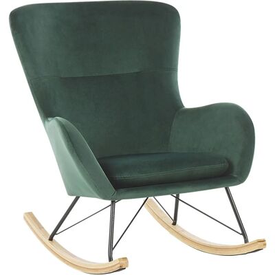 Chaise à Bascule Vert Foncé en Velours - Style Moderne - Publicité Chaise à Bascule Vert Foncé en Velours - Style Moderne - Publicité