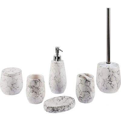 Ensemble de 6 accessoires de salle de bain blancs CALLELA - Accessoires de bain - Publicité Ensemble de 6 accessoires de salle de bain blancs CALLELA - Accessoires de bain - Publicité