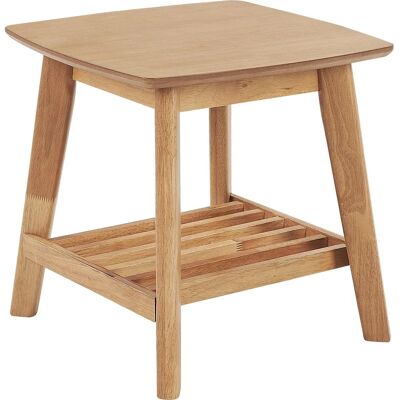 Beliani Table d'Appoint Bois Clair - Carré, Pieds en Caoutchouc, 50x50cm - Traditionnel - Publicité Beliani Table d'Appoint Bois Clair - Carré, Pieds en Caoutchouc, 50x50cm - Traditionnel - Publicité