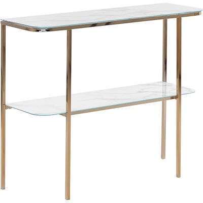 Table Console en Verre Marbre Blanc - Beliani - Publicité Table Console en Verre Marbre Blanc - Beliani - Publicité