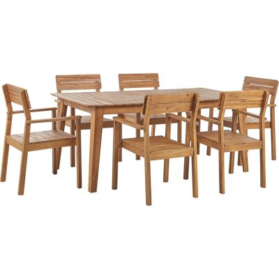 Set da Pranzo da Giardino Light Acacia - Per 6 Persone Set da Pranzo da Giardino Light Acacia - Per 6 Persone