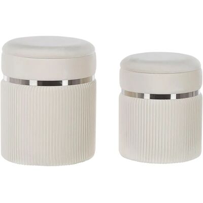 Beliani - Ensemble de 2 poufs en velours CAMDENTON - Pouf - Velours - Blanc cassé - Glamour - Salon - Chambre - Publicité Beliani - Ensemble de 2 poufs en velours CAMDENTON - Pouf - Velours - Blanc cassé - Glamour - Salon - Chambre - Publicité