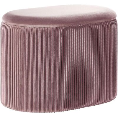Beliani Pouffe Pink Velvet Glamour Storage Footstool - Pouffe Beliani Pouffe Pink Velvet Glamour Storage Footstool - Pouffe