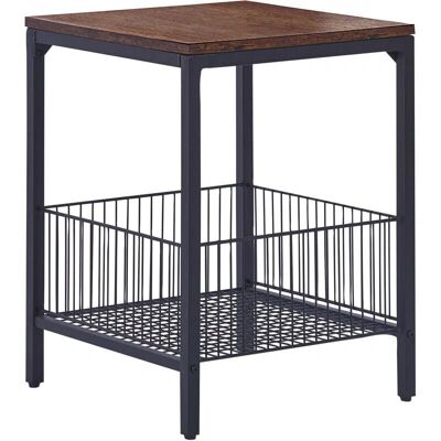 Table d'appoint en bois foncé Beliani avec panier en métal - Mobilier de salon industriel - Publicité Table d'appoint en bois foncé Beliani avec panier en métal - Mobilier de salon industriel - Publicité