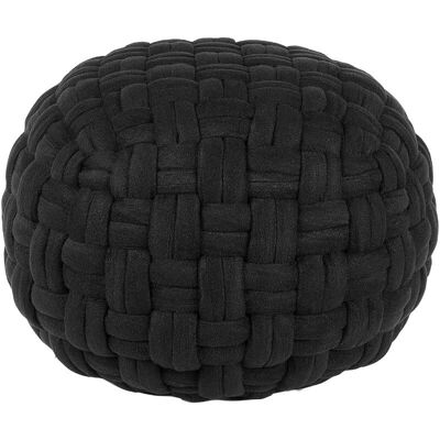 Beliani Puf de Terciopelo Negro Tejido en Cesta - Pouffe Beliani Puf de Terciopelo Negro Tejido en Cesta - Pouffe