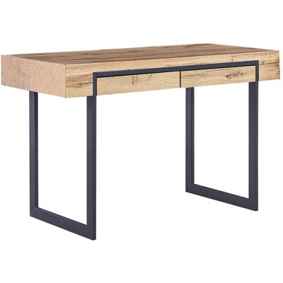 Beliani Toimisto Pöytä - Vaalea Puu, 120x55 cm, Piilovarasto, Teräskehys Beliani Toimisto Pöytä - Vaalea Puu, 120x55 cm, Piilovarasto, Teräskehys