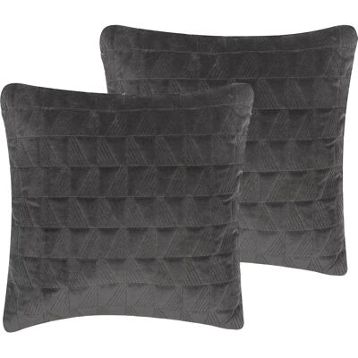 Beliani LALAM Cojines Grises de Algodón - 45x45cm - Decoración Moderna Beliani LALAM Cojines Grises de Algodón - 45x45cm - Decoración Moderna