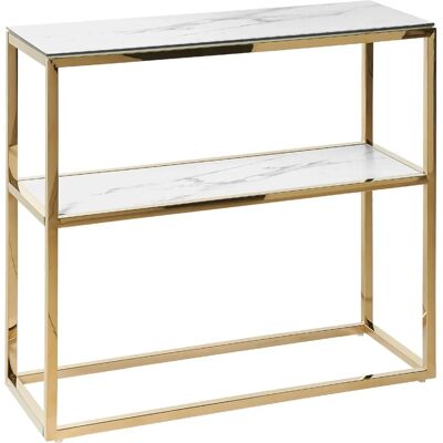 Table Console Blanche en Verre Trempé Doré Beliani - Salon - Publicité Table Console Blanche en Verre Trempé Doré Beliani - Salon - Publicité