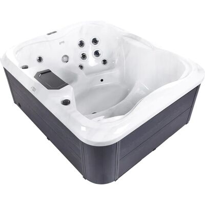 Beliani Hot Tub - Akryylinen 4 Istumapaikkaa - LED - 19 Hydromassage-jetit - Puuvaikutus - Valkoinen Beliani Hot Tub - Akryylinen 4 Istumapaikkaa - LED - 19 Hydromassage-jetit - Puuvaikutus - Valkoinen