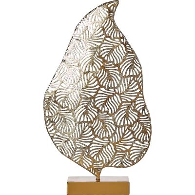 Beliani Goldene Blatt Eisen Skulptur - Dekoratives Kunstwerk Beliani Goldene Blatt Eisen Skulptur - Dekoratives Kunstwerk