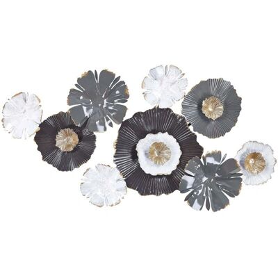Beliani Decorazione Murale Grigio Bianco Dorato Ferro 90x49cm Arte Moderna Fiori Beliani Decorazione Murale Grigio Bianco Dorato Ferro 90x49cm Arte Moderna Fiori