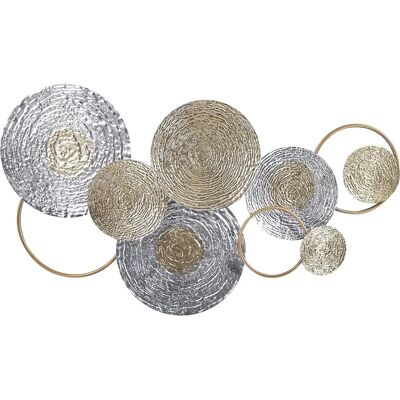 Décoration Murale Beliani Or et Argent Fer 110x60cm Art Moderne Cercles - Publicité Décoration Murale Beliani Or et Argent Fer 110x60cm Art Moderne Cercles - Publicité