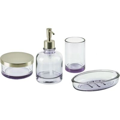 Ensemble d'accessoires de salle de bain en verre violet TELMA - Accessoires de bain - Publicité Ensemble d'accessoires de salle de bain en verre violet TELMA - Accessoires de bain - Publicité