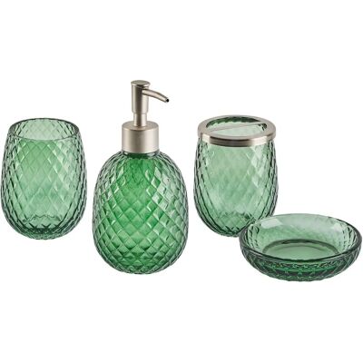 Beliani Ensemble Accessoires de Salle de Bain en Verre Vert 4 Pièces - Accessoires de Salle de Bain - Publicité Beliani Ensemble Accessoires de Salle de Bain en Verre Vert 4 Pièces - Accessoires de Salle de Bain - Publicité