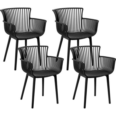 Beliani Set di 4 Sedie di Plastica Nere - Sedie da Pranzo Beliani Set di 4 Sedie di Plastica Nere - Sedie da Pranzo