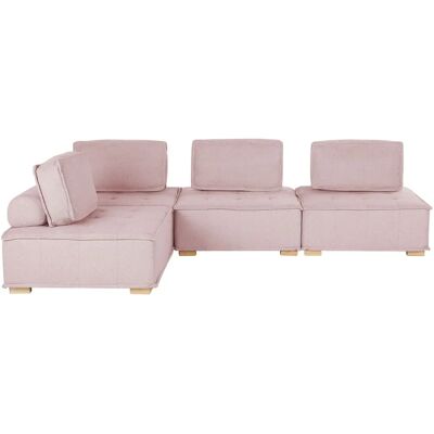 Beliani Sofá Esquinero Rosa Poliéster 200x40x300 - Sofá Esquinero Beliani Sofá Esquinero Rosa Poliéster 200x40x300 - Sofá Esquinero