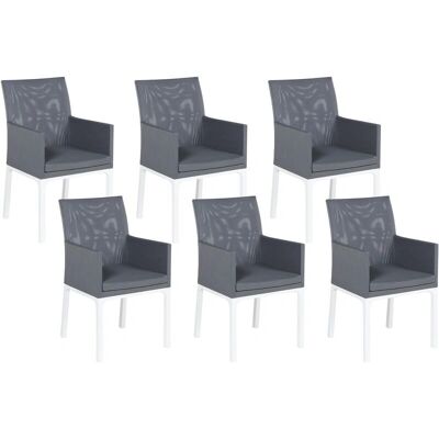 Beliani Set di 6 sedie da giardino - Grigio scuro - Alluminio - Cuscini a rapida asciugatura Beliani Set di 6 sedie da giardino - Grigio scuro - Alluminio - Cuscini a rapida asciugatura
