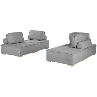 Juego de Sofás Modulares de Poliéster Gris Beliani - Estilo Escandinavo - 4 Plazas Juego de Sofás Modulares de Poliéster Gris Beliani - Estilo Escandinavo - 4 Plazas