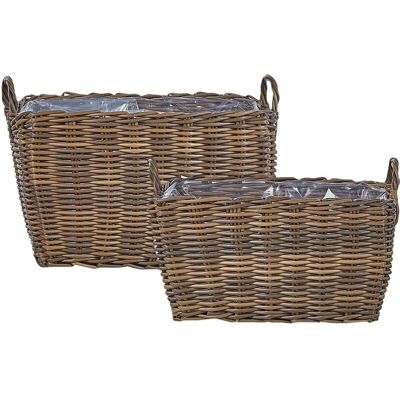 Beliani Setti 2 kasvikoreja - PE rattan ruskea - 34/36x37/44x53/59 - Kasvitelineet Beliani Setti 2 kasvikoreja - PE rattan ruskea - 34/36x37/44x53/59 - Kasvitelineet