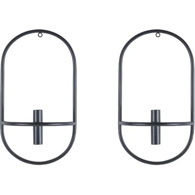 Beliani CAVIANA Wandkerzenhalter - 38 cm Schwarz Metall Set Beliani CAVIANA Wandkerzenhalter - 38 cm Schwarz Metall Set